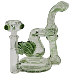 4" Wide Base Dual Leaf Recycler Bubbler Hand Pipe - [M29]